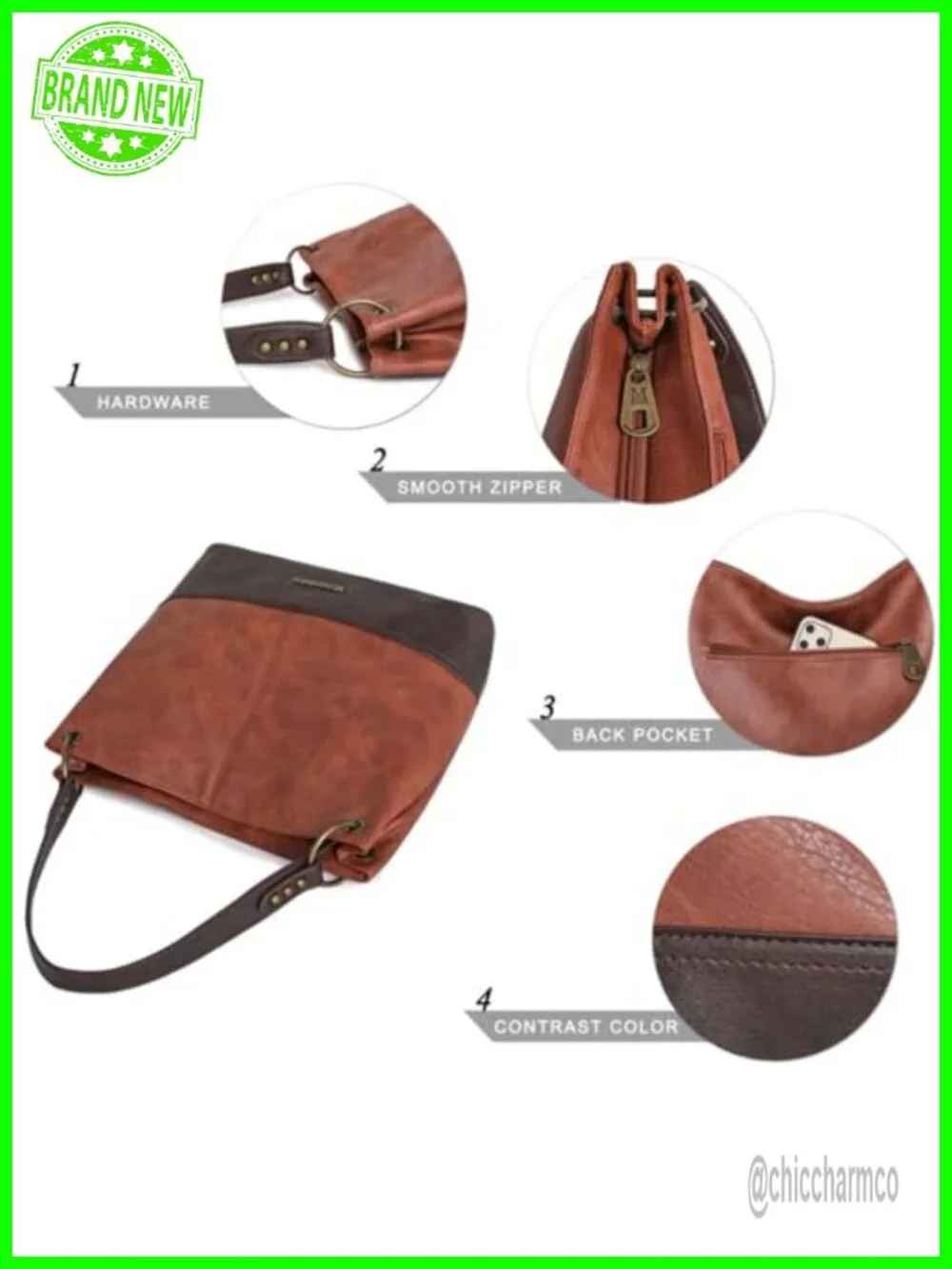 Vegan Leather Hobo Shoulder Bag Slouchy Tote Purse Large Capacity